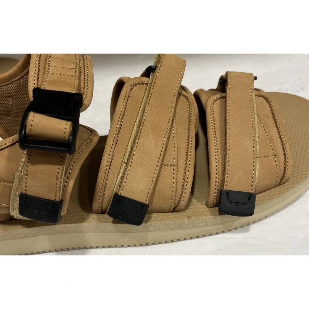 Suicoke GGA-VCU Slide Sandals Tan Triple Adjustable Straps Vibram Sole Men's 12